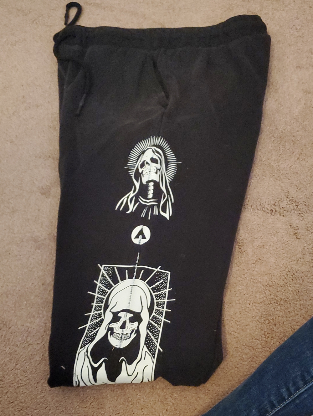 Airwalk Black Sweatpants with White Skull Graphics